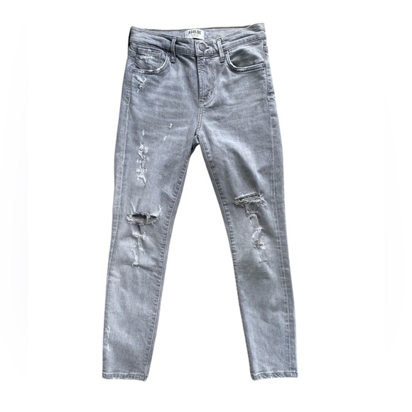 AGOLDE Sophie High Rise Crop Skinny Jeans Portland Destructed Gray Size 25 - Picture 2 of 8